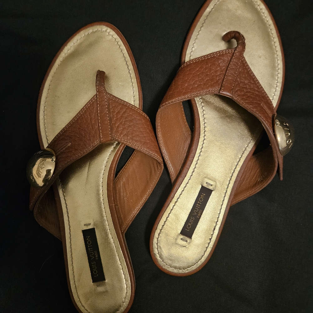 Louis Vuitton Tan Leather Sandals